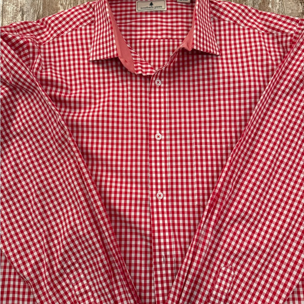 Southern Pines Red Checkered Dress Shirt - Picture 2 of 2